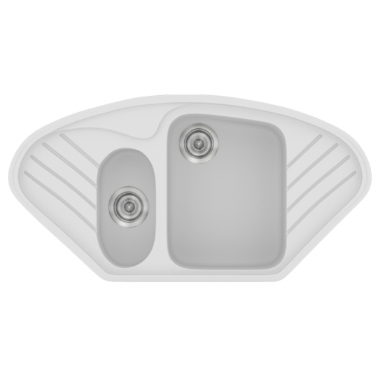 Ένθετος Νεροχύτης Γρανιτένιος Συνθετικός Sanitec 302 Classic 96x51cm Granite White